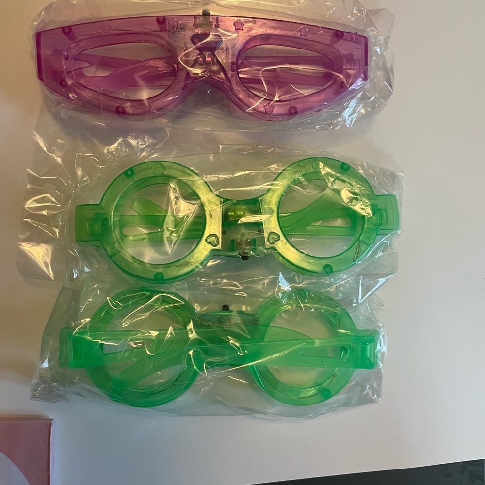 Colorful light up glasses 3 Novelty Glasses Set